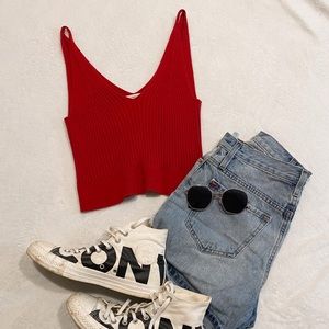 Red crop top. Size medium by love Republic.